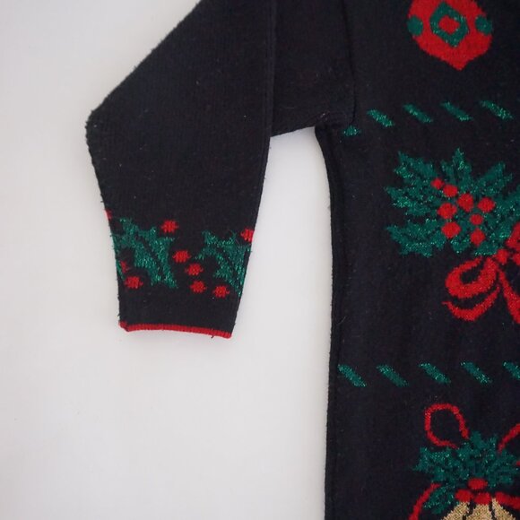 Vintage Style Studio Black Christmas Ornament Bell Stocking Holiday Cardigan M - Picture 8 of 11